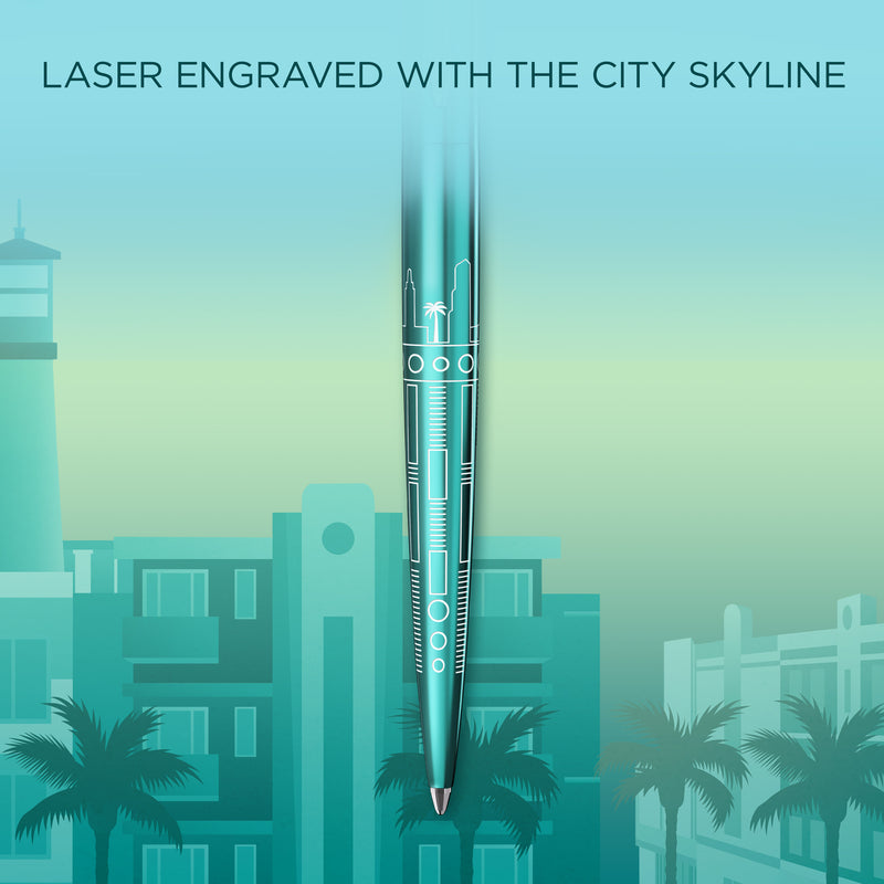 Parker Jotter SE Global Icons Ballpoint Pen Miami Turquoise Lacquer and Chrome Trim Medium Tip