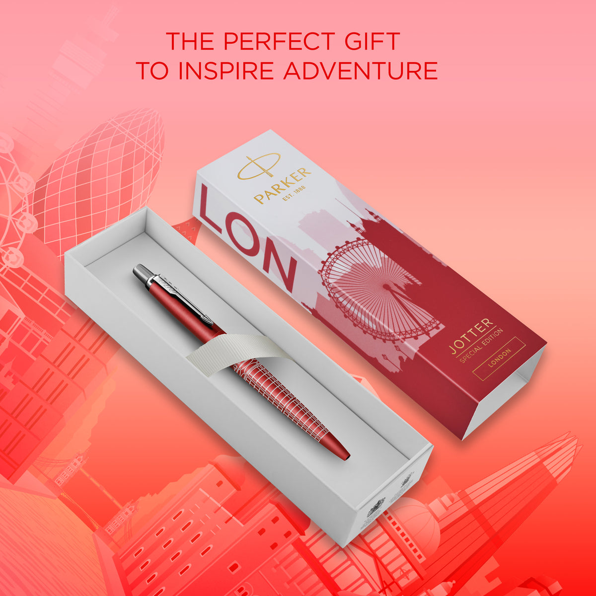 Parker Jotter SE Global Icons Ballpoint Pen London Red Lacquer and Chrome Trim Medium Tip