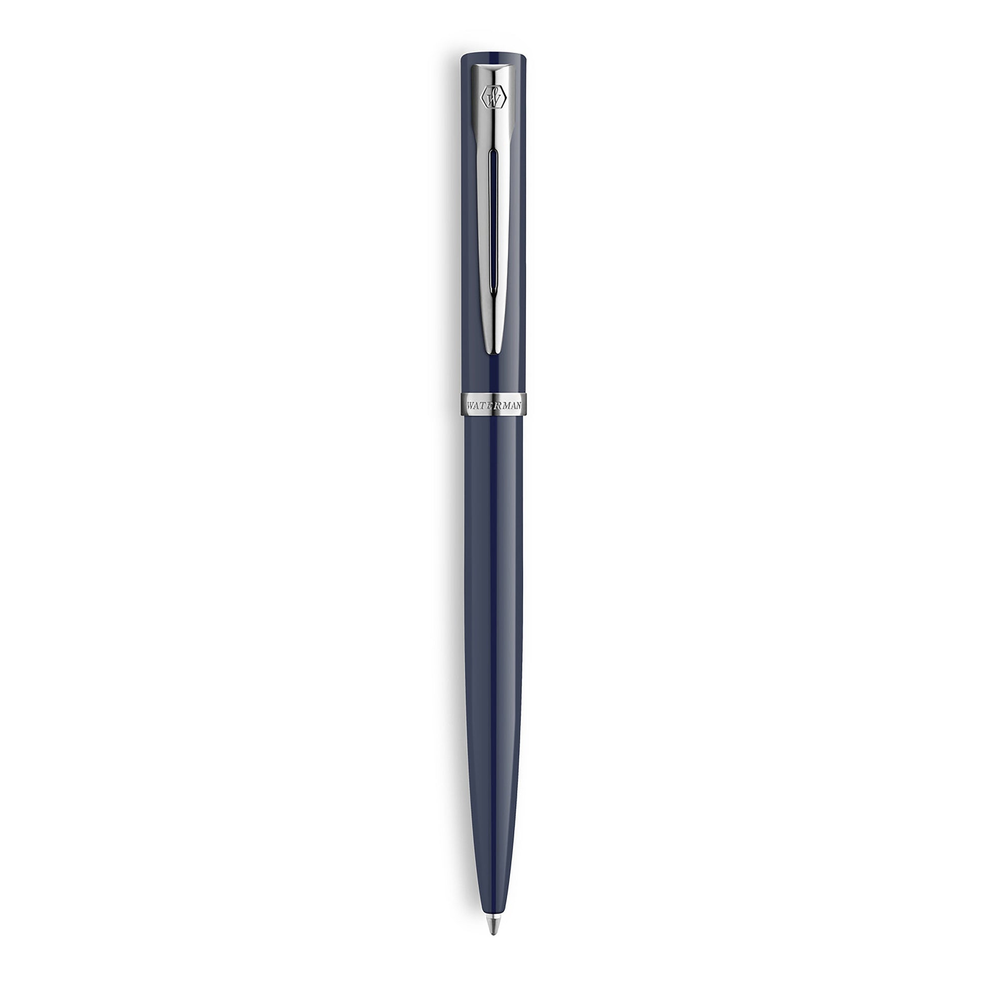 Waterman Impression Ballpoint Pen Blue with Chrome Trim Medium Tip Blue Ink Gift Box