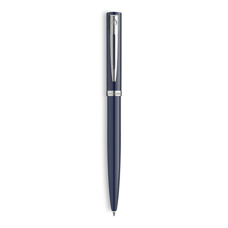 Waterman Impression Ballpoint Pen Blue with Chrome Trim Medium Tip Blue Ink Gift Box
