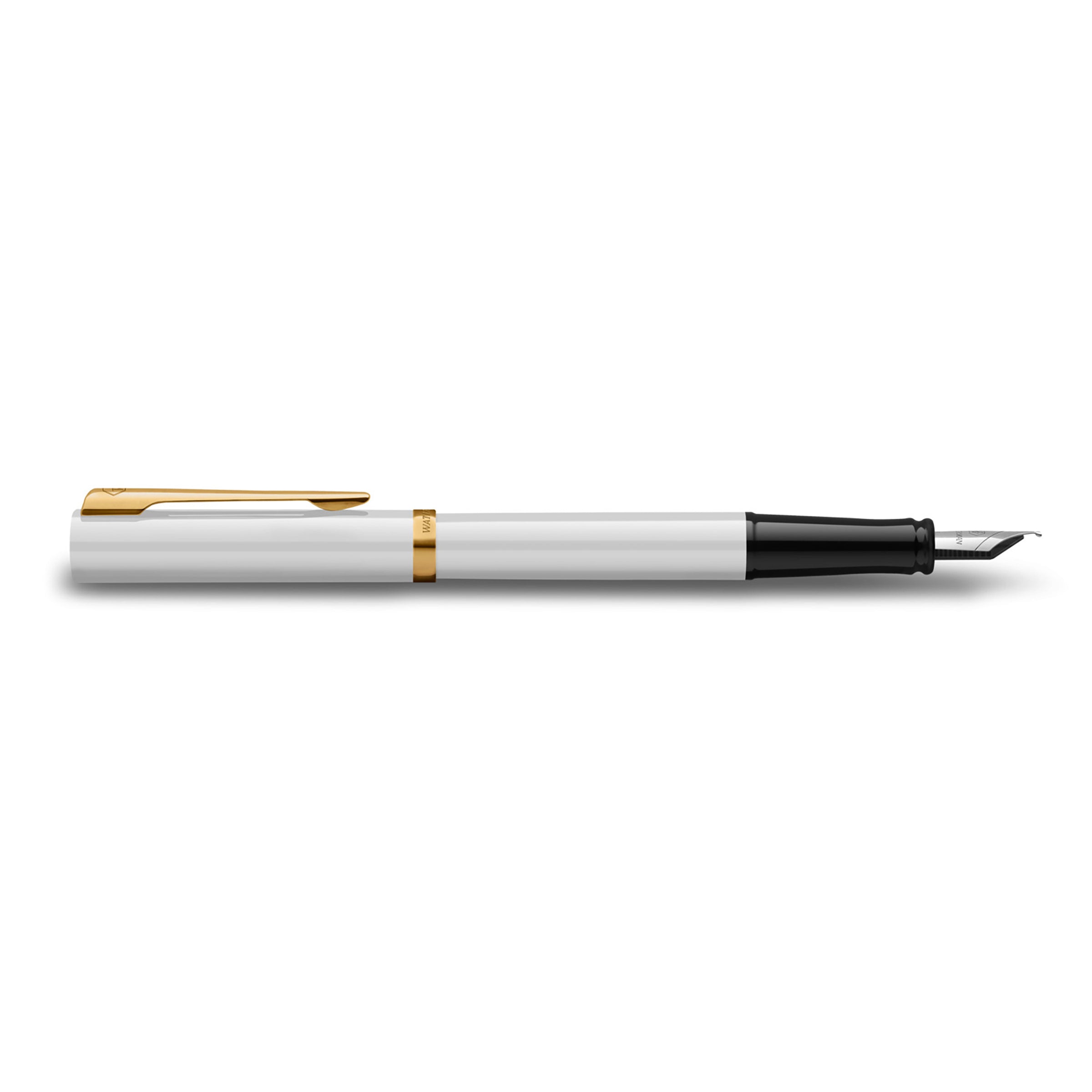 Waterman Impression Fountain Pen White with Gold Trim Medium Nib Blue Ink Gift Box