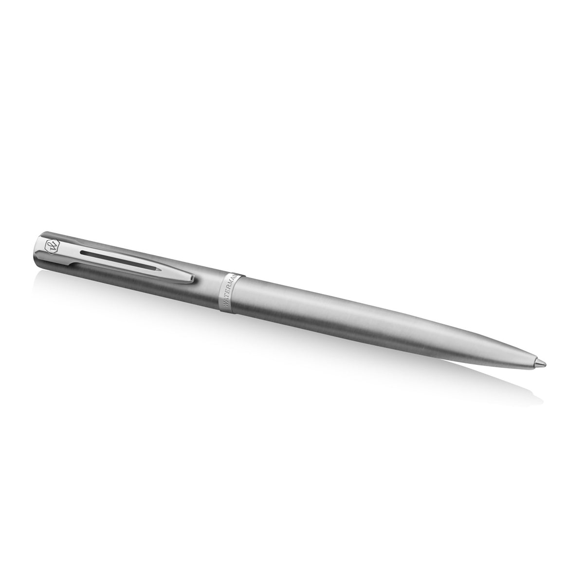 Waterman Impression Ballpoint Pen Stainless Steel with Chrome Trim Medium Tip Blue Ink Gift Box