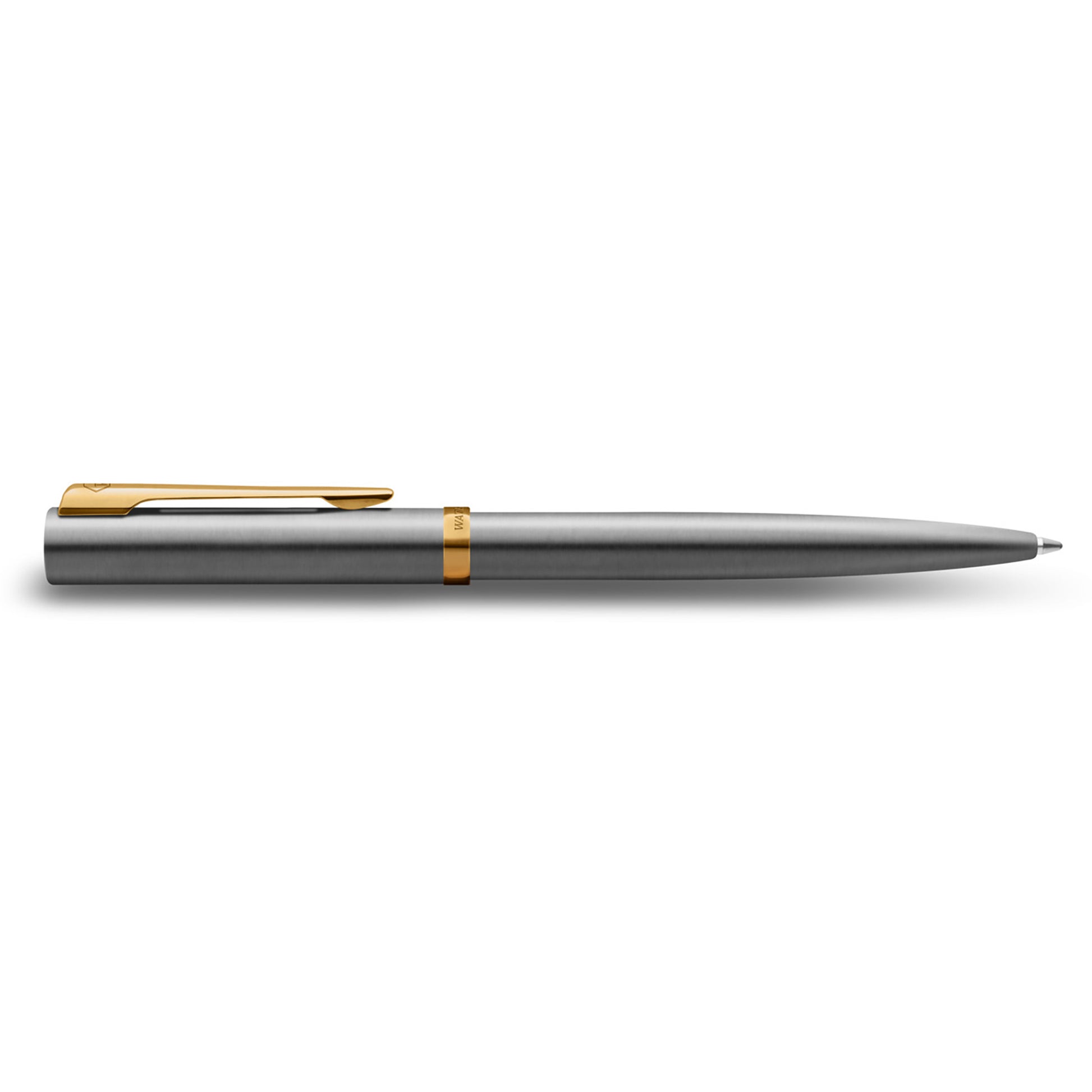 Waterman Impression Ballpoint Pen Stainless Steel with Gold Trim Medium Tip Blue Ink Gift Box