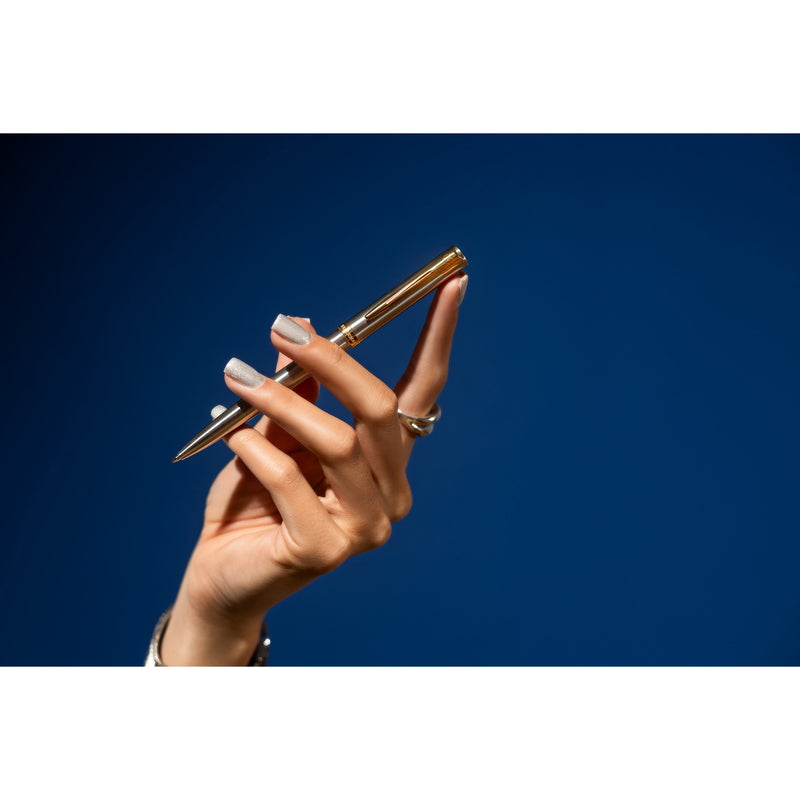 Waterman Impression Ballpoint Pen Stainless Steel with Gold Trim Medium Tip Blue Ink Gift Box