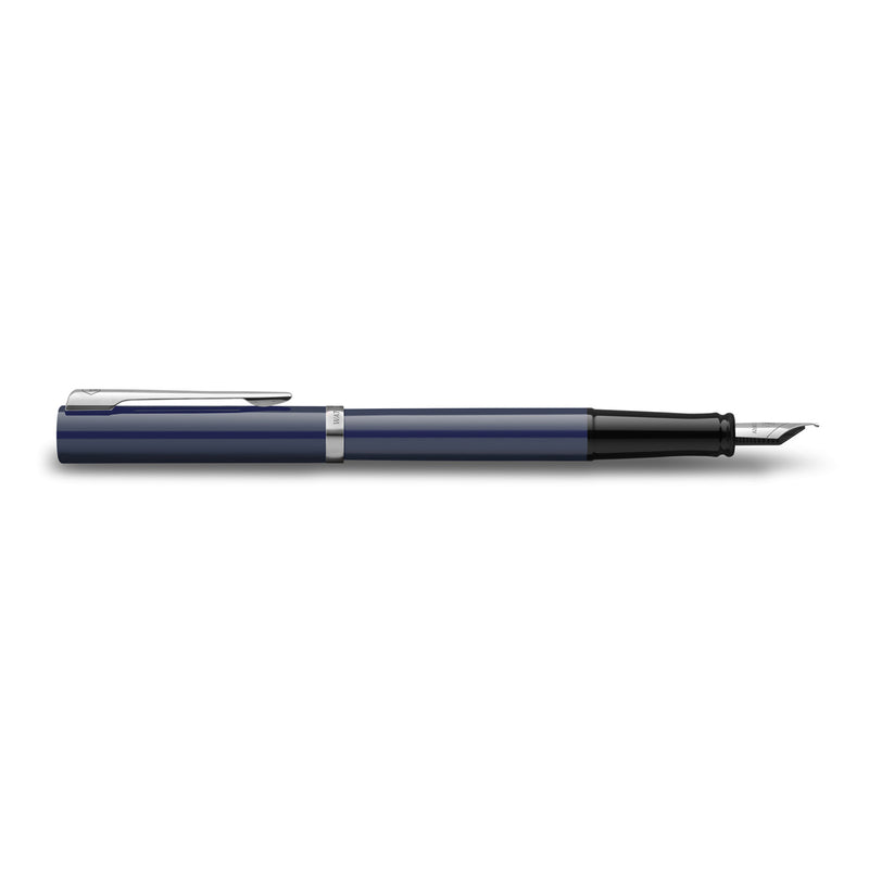 Waterman Impression Fountain Pen Blue with Chrome Trim Medium Nib Blue Ink Gift Box