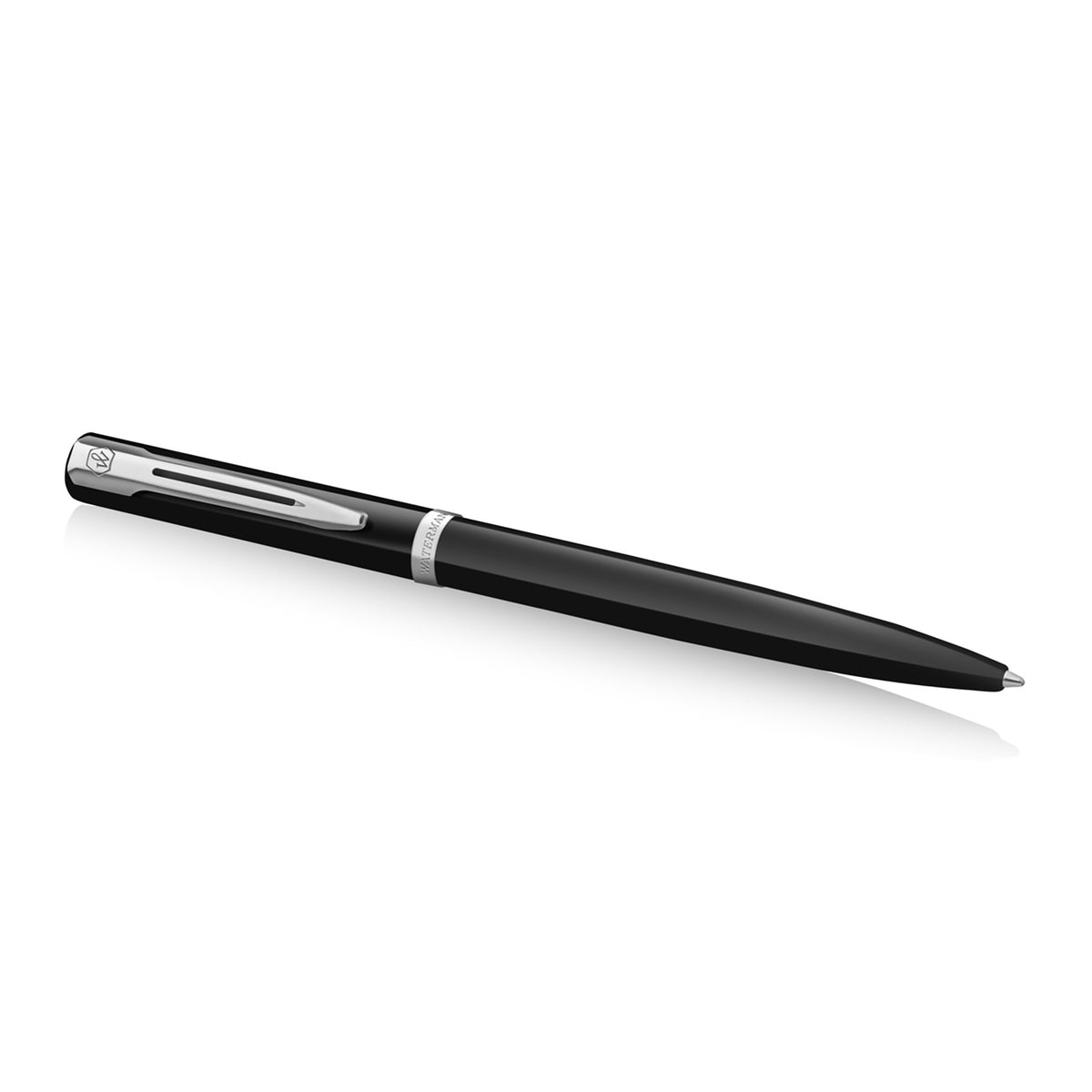 Waterman Impression Ballpoint Pen Black with Chrome Trim Medium Tip Blue Ink Gift Box