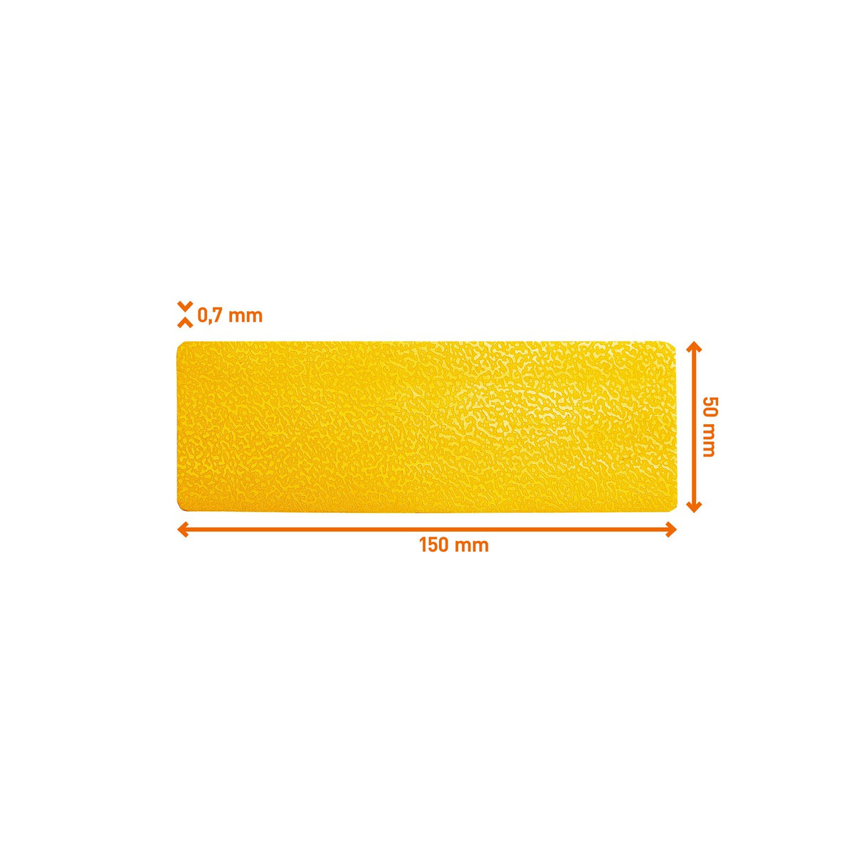 Durable floor marking stripe dimension drawing: 50 x 150 mm, 0.7 mm thick
