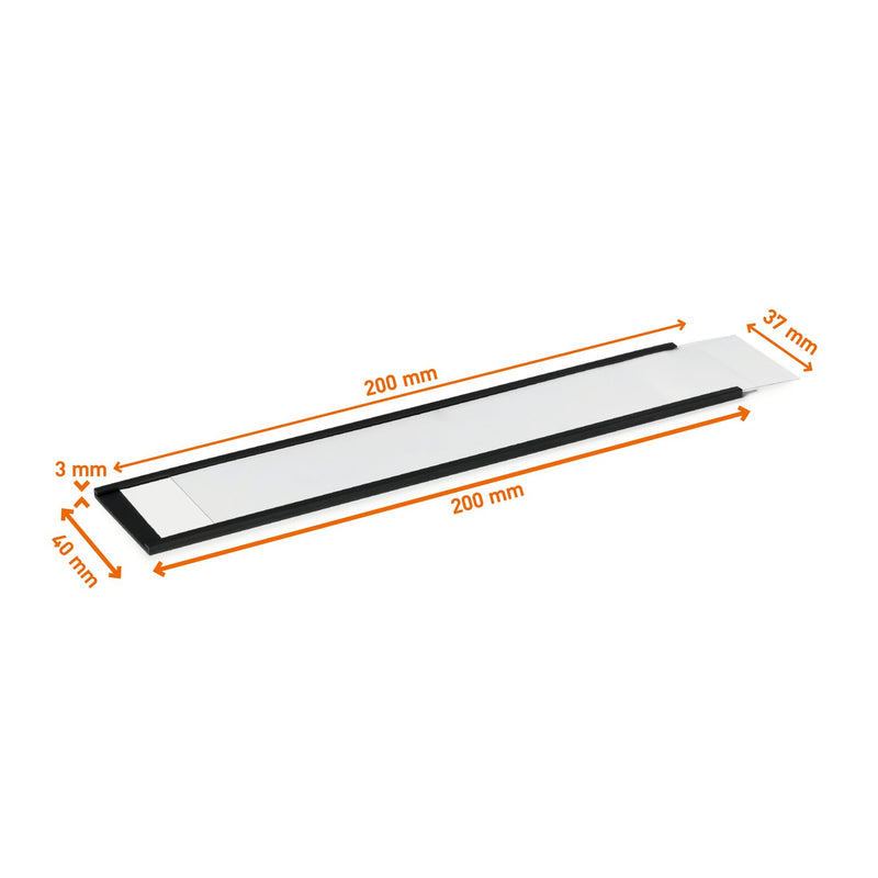 Dimension drawing of the Durable magnetic C-profile marked 200 mm, 40 mm, 37 mm and 3 mm