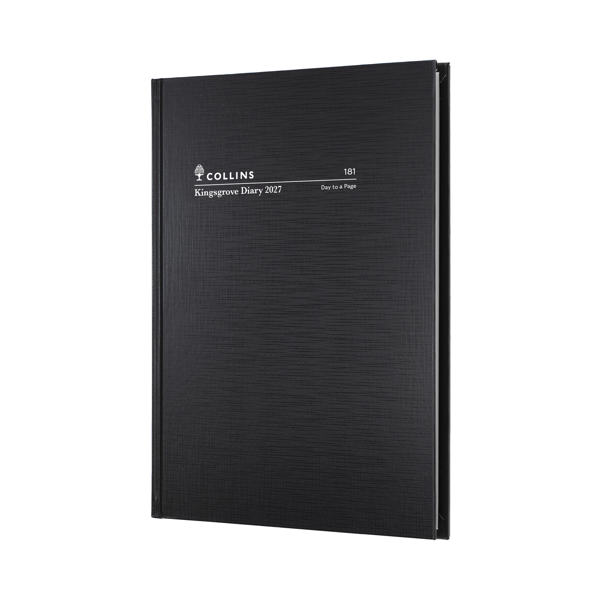Collins Kingsgrove 2027 A5 Day to a Page Diary Black front cover