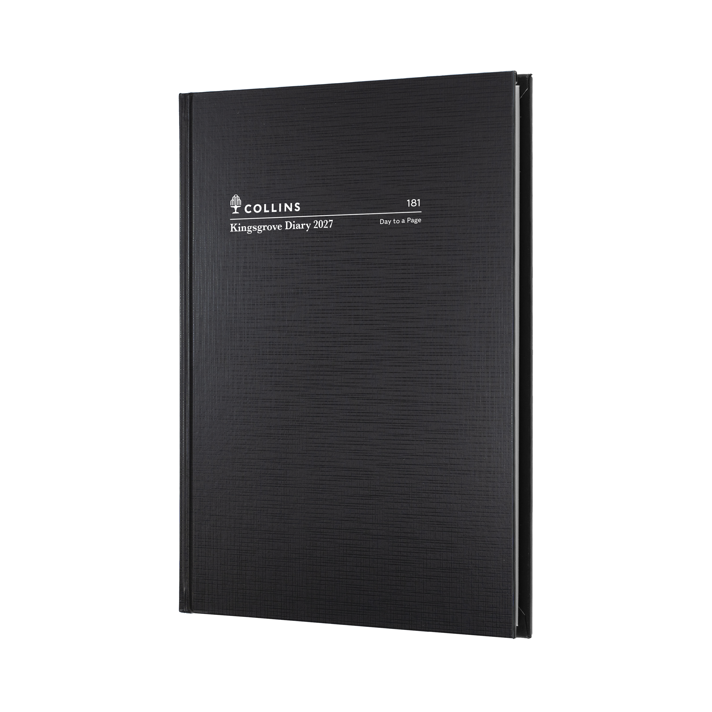 Collins Kingsgrove 2027 A5 Day to a Page Diary Black front cover
