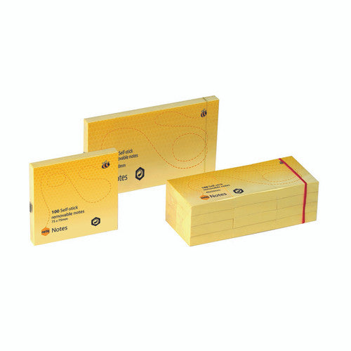 Marbig Repositionable Notes 75 x 125mm Yellow Pack of 12
