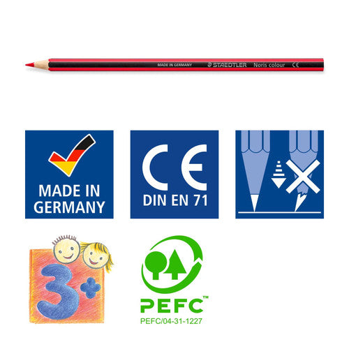 Staedtler 185-2 C6 Noris Colour Red Correction Pencil Box of 6