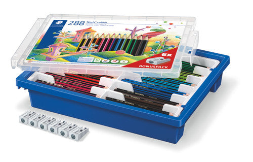 Staedtler 185 G288 Noris Colour Class Pack of 288 Coloured Pencils in a Tote Tray