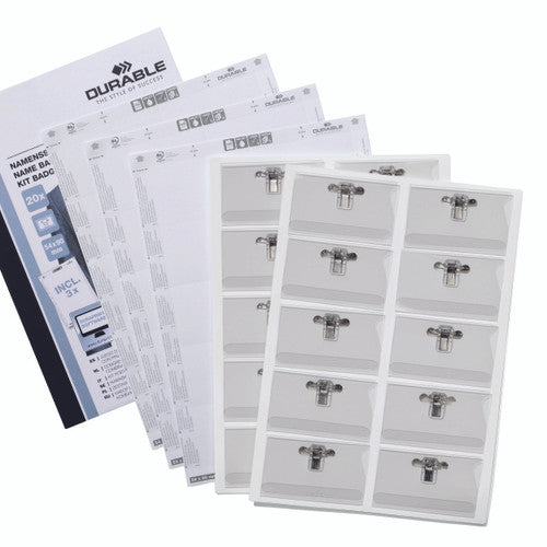 Name Badge Combi Clip with Inserts 54 x 90mm Clear Pack 20