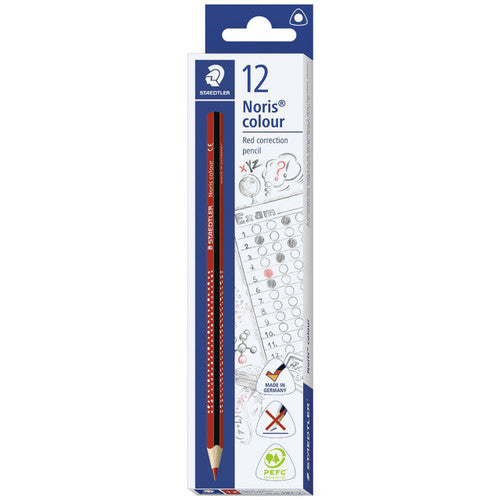 Staedtler 187-2 F Noris Colour Triangular Coloured Pencils Red Box 12