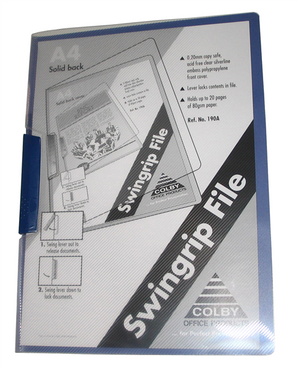 Colby 190A Swinggrip Punchless File A4 30 Sheet Polypropylene Blue/Purple Pack of 5