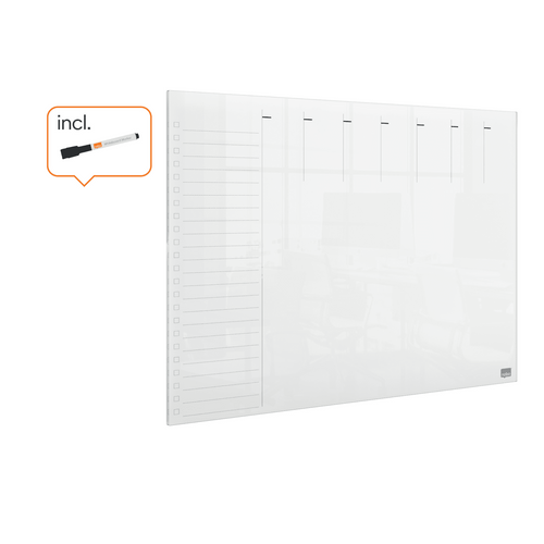 Nobo Acrylic Mini Whiteboard Weekly Planner 297 x 420mm Clear