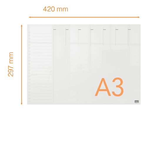Nobo Acrylic Mini Whiteboard Weekly Planner 297 x 420mm Clear