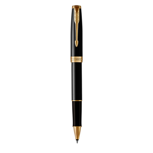 Parker Sonnet Rollerball Pen Black Lacquer and Gold Trim Fine Tip