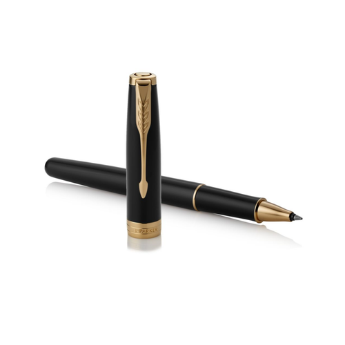 Parker Sonnet Rollerball Pen Black Lacquer and Gold Trim Fine Tip
