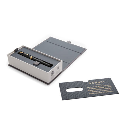 Parker Sonnet Rollerball Pen Black Lacquer and Gold Trim Fine Tip