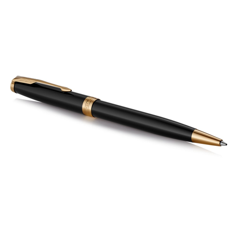 Parker Sonnet Ballpoint Pen Black Lacquer and Gold Trim Medium Tip