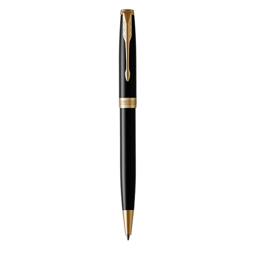 Parker Sonnet Ballpoint Pen Black Lacquer and Gold Trim Medium Tip