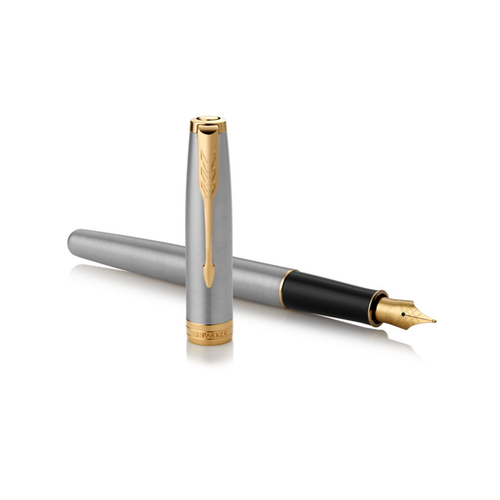 Parker Sonnet Fountain Pen Stainless Steel and Gold Trim Medium Nib