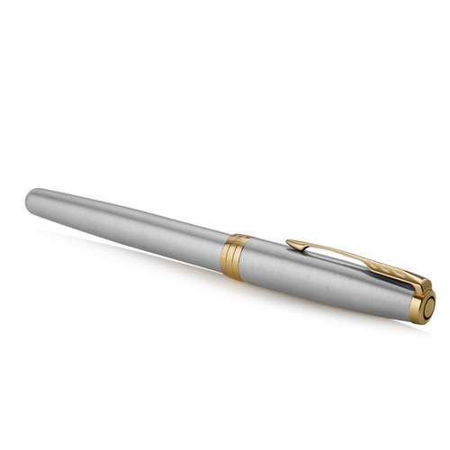 Parker Sonnet Rollerball Pen Stainless Steel and Gold Trim Fine Tip