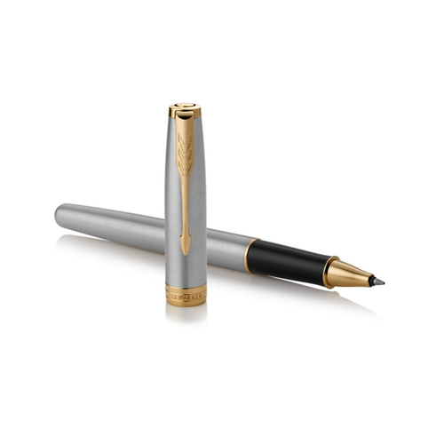 Parker Sonnet Rollerball Pen Stainless Steel and Gold Trim Fine Tip