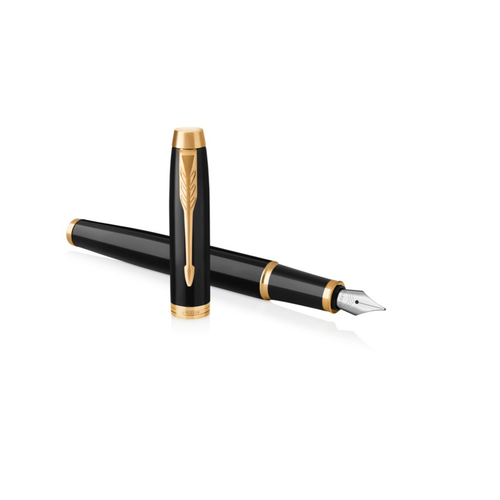 Parker IM Fountain Pen Black Lacquer and Gold Trim Medium Nib