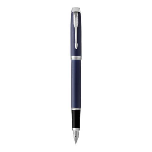 Parker IM Fountain Pen Matte Blue Lacquer and Chrome Trim Medium Nib