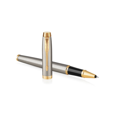 Parker IM Rollerball Pen Brushed Metal and Gold Trim Fine Tip