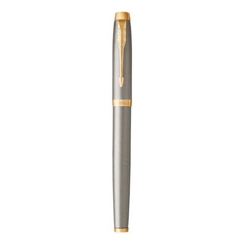 Parker IM Rollerball Pen Brushed Metal and Gold Trim Fine Tip