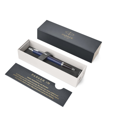Parker IM Ballpoint Pen Matte Blue Lacquer and Chrome Trim Medium Tip