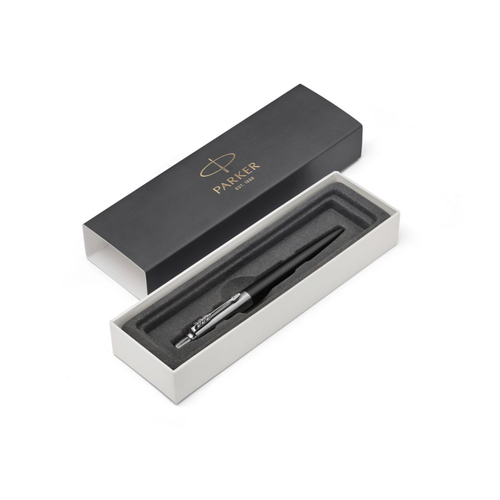Parker Jotter Ballpoint Pen Bond Street Black and Chrome Trim Medium Tip