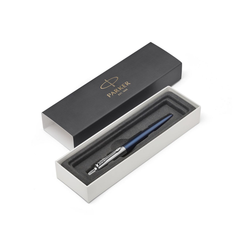 Parker Jotter Ballpoint Pen Royal Blue and Chrome Trim Medium Tip