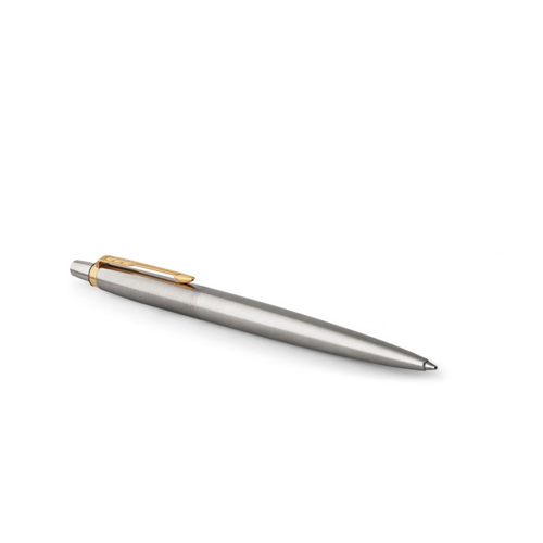 Parker Jotter Ballpoint Pen Stainless Steel Gold Trim Medium Tip