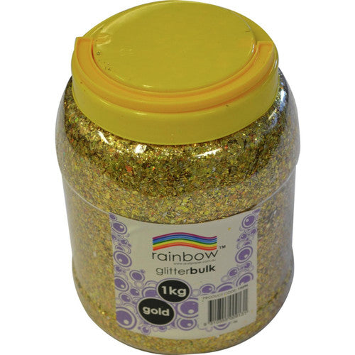 Rainbow Glitter Bulk 1kg Jar with Scoop Gold