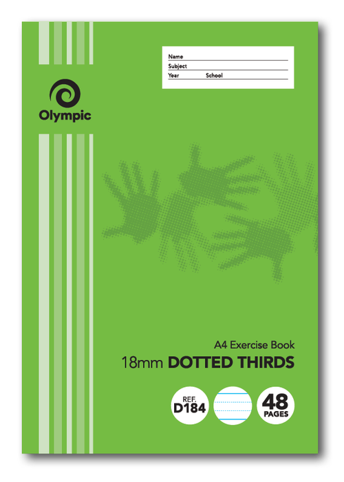 Olympic Exercise Book A4 48 Pages 18mm Dotted Thirds Ruled Pack of 20