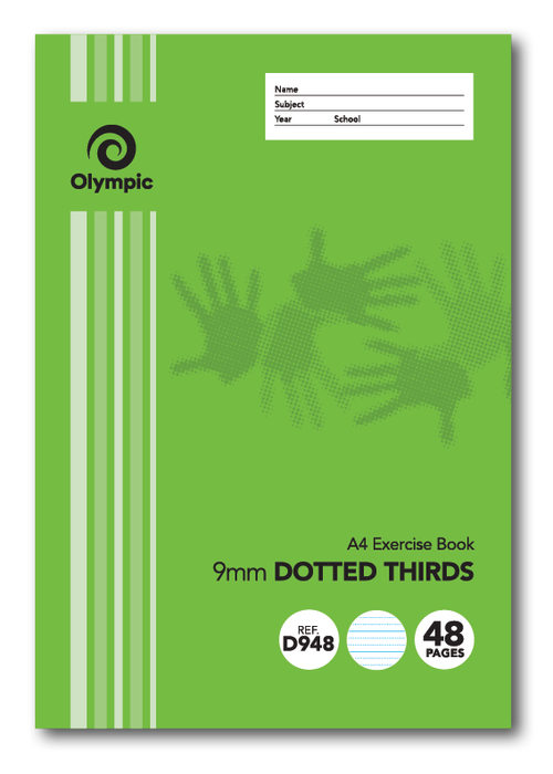 Olympic Exercise Book A4 48 Pages 9mm Dotted Thirds Ruled Pack of 20