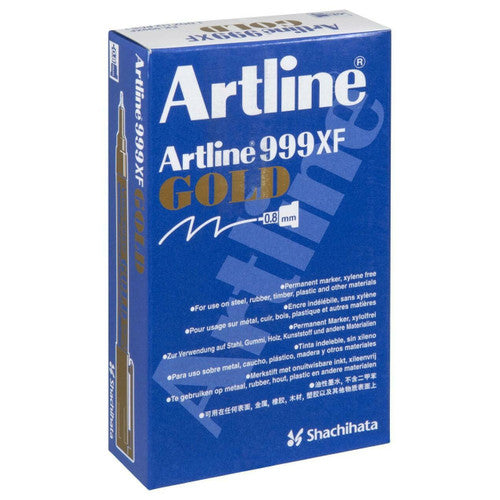 Artline 999 Metallic Marker 0.8mm Plastic Tip Gold Box of 12