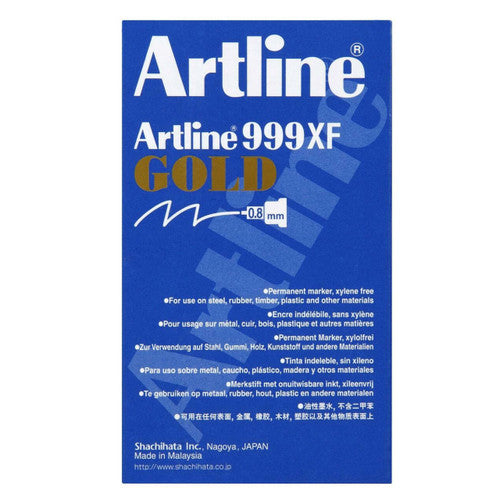 Artline 999 Metallic Marker 0.8mm Plastic Tip Gold Box of 12