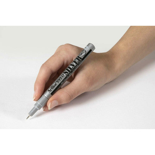 Artline 999 Metallic Marker 0.8mm Plastic Tip Silver Box of 12