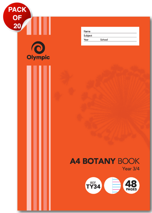 Olympic Botany Book A4 48 Pages QLD Year 3/4 Ruling Stapled Pack of 20