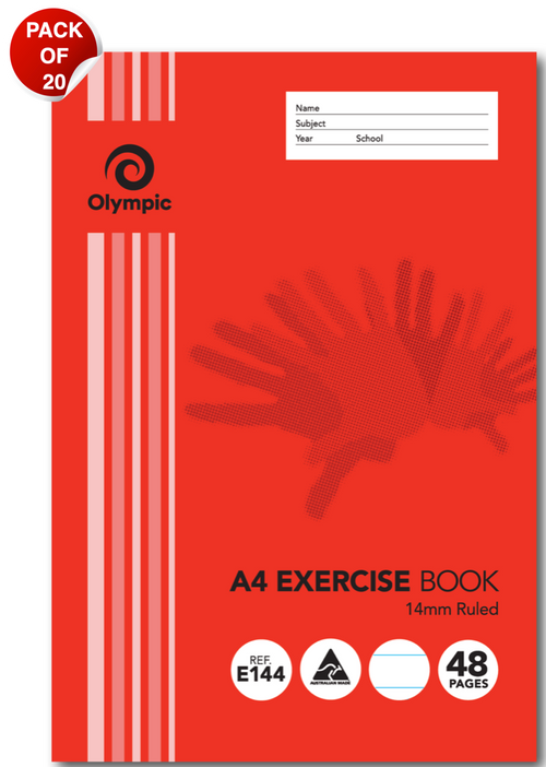 Olympic Exercise Book A4 48 Pages 14mm Feint Stapled Pack of 20