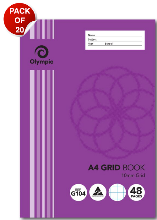 Olympic Grid Book A4 48 Pages 10mm Stapled Pack of 20