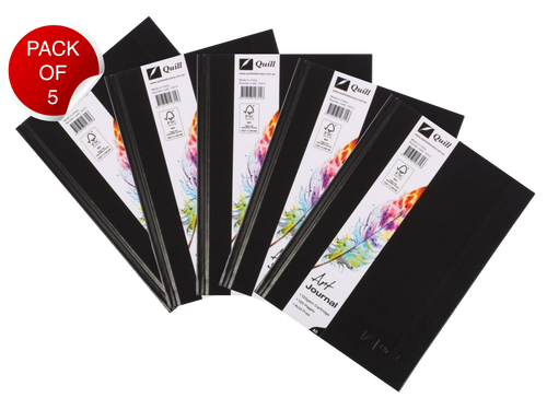 Quill Art Journal 125gsm A5 60 Leaf Black Pack of 5