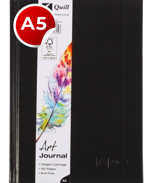 Quill Art Journal 125gsm A5 60 Leaf Black Pack of 5