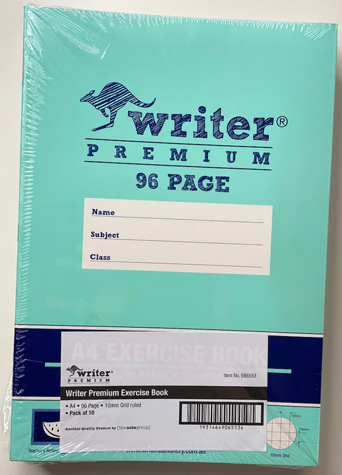 Writer Premium Grid Book A4 96 Page 10mm Pack 10 — rear view